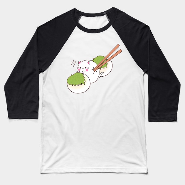 mochi cat Baseball T-Shirt by miriart